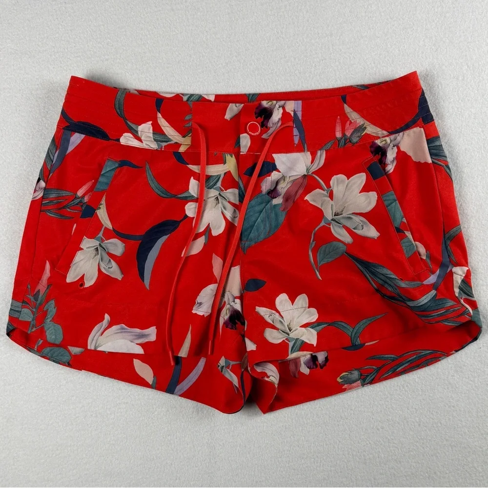 Athleta Women's Printed Hudson‎ Floral Boardshorts Red Sz 8